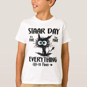 Day Black Cat Teacher Student Kids Staar Testing D T-Shirt