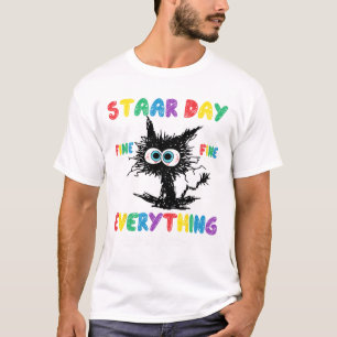 Day Black Cat Teacher Student Kids Staar Testing D T-Shirt