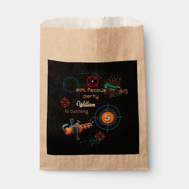 Day Boy Cool Nerf Wars Party Top Gun 5th Birthday Favour Bag (Front)