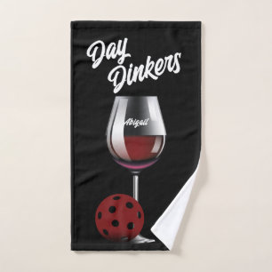 Day Dinkers Pickleball Team Name Red Wine Hand Towel