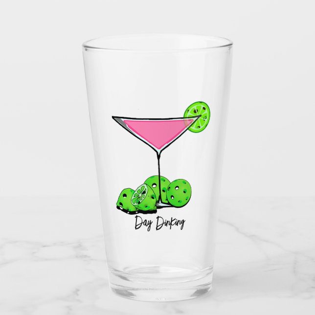 Day Dinking Cosmo Pink Cocktail, Pickleball Limes Glass (Front)