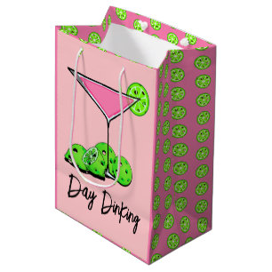 Day Dinking Cosmo Pink Cocktail, Pickleball Limes Medium Gift Bag
