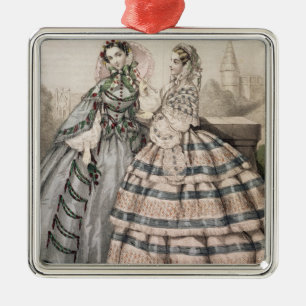 Day Dress for 1858, engraved by Barreau Metal Ornament