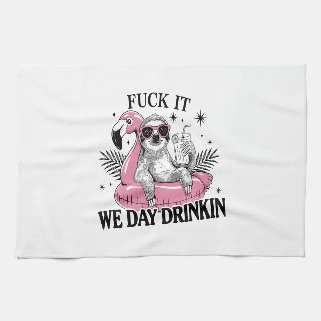 Day drinkin Sloth Kitchen Towel (Horizontal)