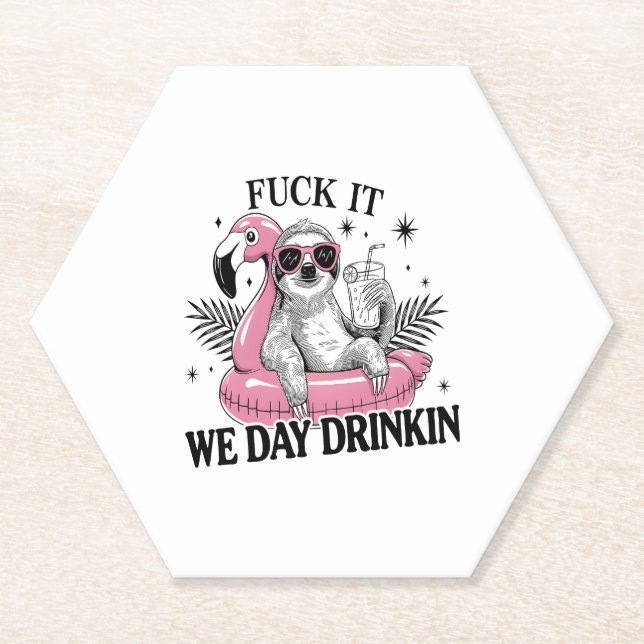Day drinkin Sloth Paper Coaster (Front)