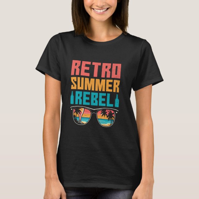 Day Drinking Funny Retro Beach Summer Cool Vacatio T-Shirt (Front)