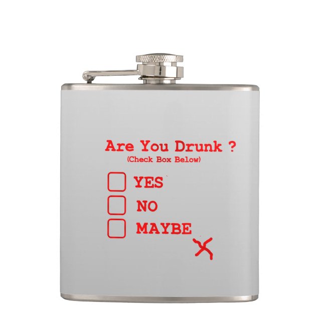 Day Drinking Humour Funny Drunk Test Booze Whiskey Hip Flask (Front)