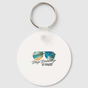 Day Drinking In Progress Funny Sungles Vacation Cr Keychain