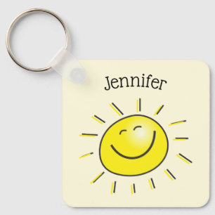 Day Drunk Sunshine Happy Face Keychain
