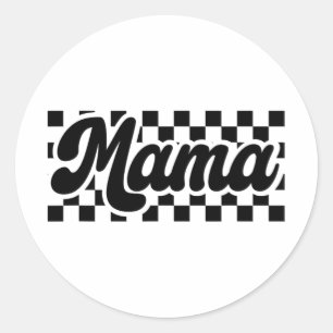 Day For Mom Retro Vintage Womens Chequered Mama Classic Round Sticker