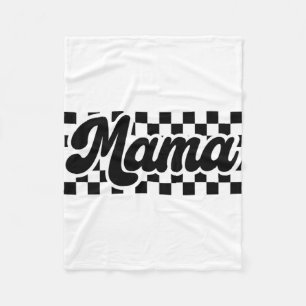 Day For Mom Retro Vintage Womens Chequered Mama Fleece Blanket