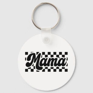 Day For Mom Retro Vintage Womens Chequered Mama  Keychain