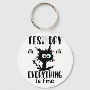 Day Funny Stressed Cat Black Teacher Student Testi Keychain