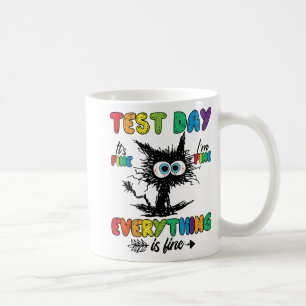 Day Funny Stressed Cat Teacher Student Kids Testin Coffee Mug