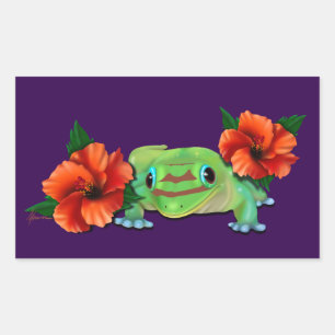 Day Gecko With Hibiscus  Sticker