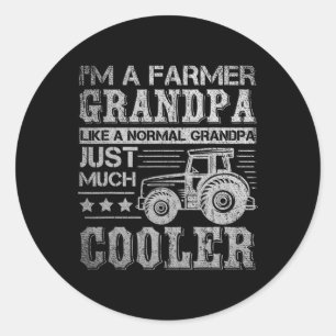 Day Gift Idea Grandpa Tractor Farmer  Classic Round Sticker