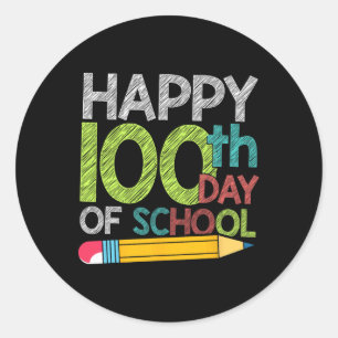 Day Gift Student Kids Happy 100 Days Of School  Classic Round Sticker