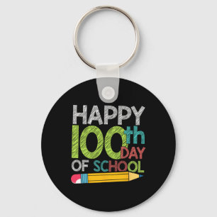 Day Gift Student Kids Happy 100 Days Of School Keychain