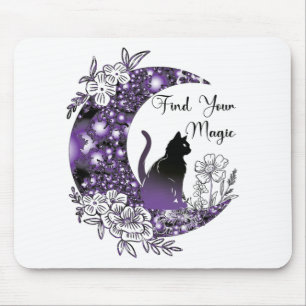 Day Graphic Mystical Celestial Black Cat Moon  Mouse Pad