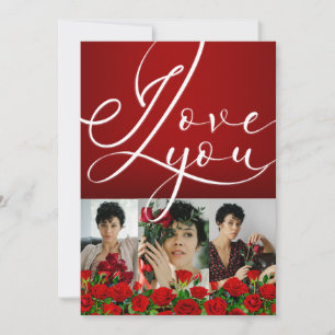 Day I Love You Red Valentine’s Photo Collage Holiday Card