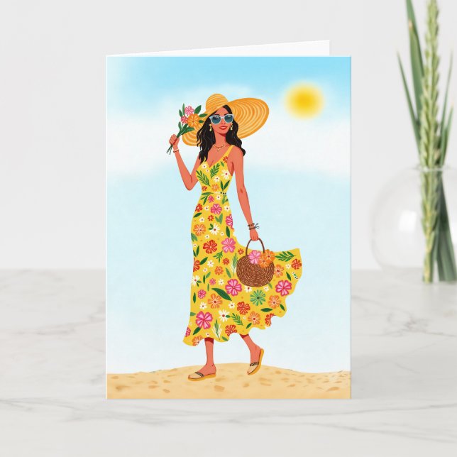 Day in the Sun Watercolor Stationery Card (Front)