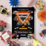 day kids boy cars cool monster truck 1st birthday invitation<br><div class="desc">Rev up the fun with our "Fun Kids Boy Cars Cool Monster Truck" 1st Birthday Invitation! This high-octane design features cool graphics of monster trucks, setting the stage for a truckload of excitement. Join us for a day of roaring engines and high-flying adventures as we celebrate your little one turning...</div>
