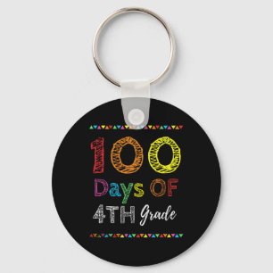 Day Kids Gift 100 Days Of 4th Grade 100 Days Of Sc Keychain