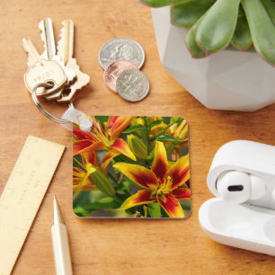 Day Lilies, Golden Orange Summer Blooms Keychain