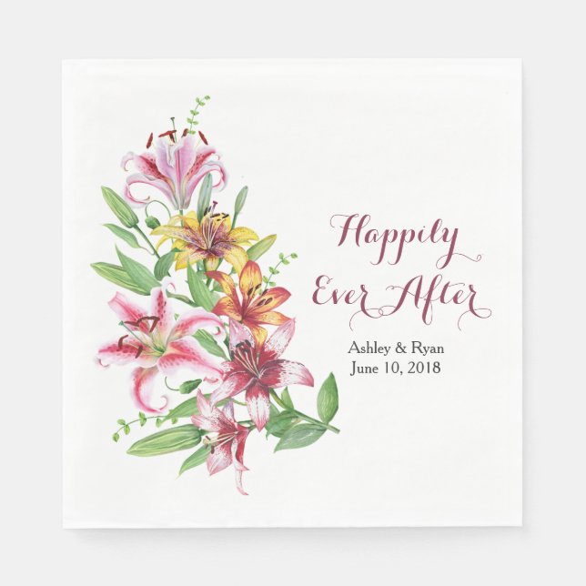 Day Lily Tiger Lily Personalized Wedding Napkin (Front)