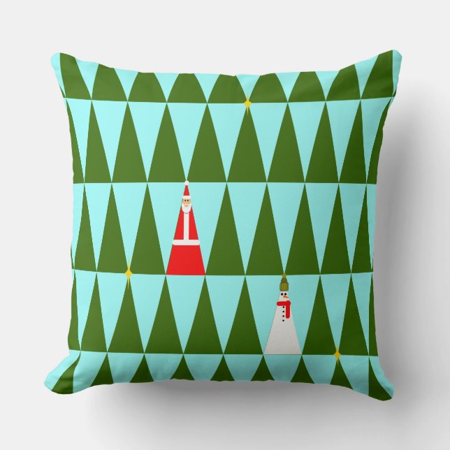 Day & Night Christmas Throw Pillow (Front)