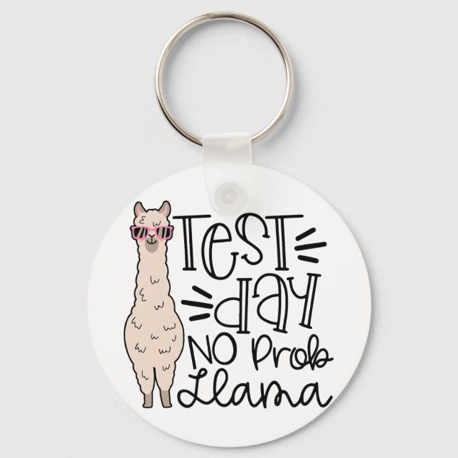 Day No Prob Llama Teacher Testing Day 1  Keychain (Front)
