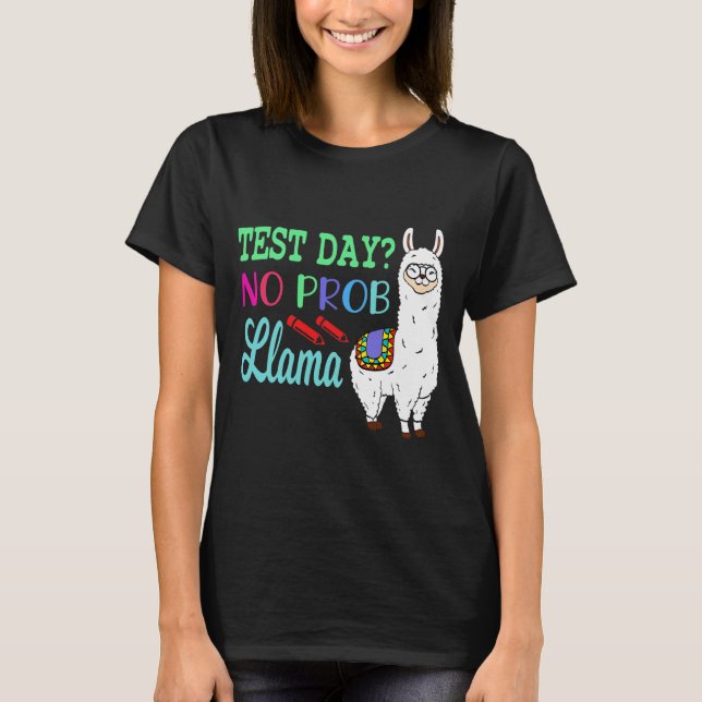 Day No Prob Llama Test Day No Probllama Test Day L T-Shirt (Front)