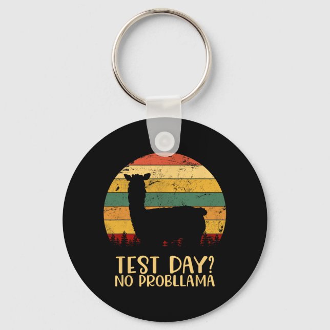 Day No Probllama Silhouette Teacher Student Gradua Keychain (Front)