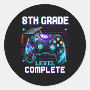 Day Of 8th Grade Level Complete Graduation Him Boy Classic Round Sticker