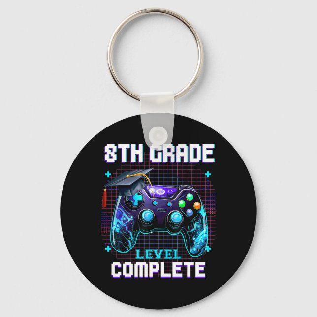 Day Of 8th Grade Level Complete Graduation Him Boy Keychain (Front)
