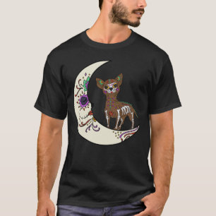 Day Of Dead Chihuahua On Moon Dog Chihuahua Sugar T-Shirt