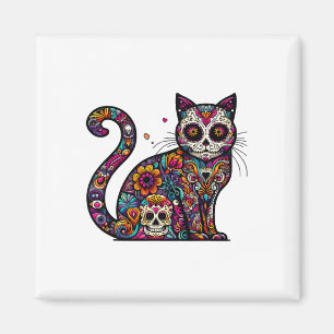 Day Of Dead Cinco De Mayo Cat Sugar Skull Dia De L Magnet