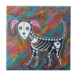 Day of Dead Dog Tile
