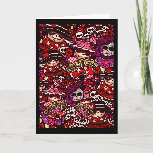Day of Dead Doodles Dia de los Muertos Card (Front)