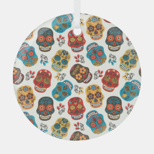 Day of Dead, seamless pattern. Glass Ornament