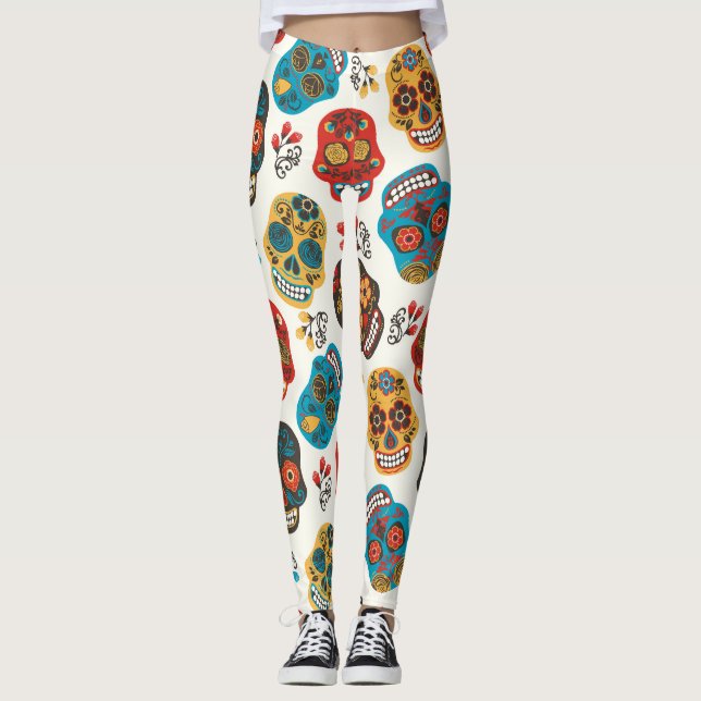 Day of Dead, seamless pattern. Leggings (Front)