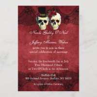 Day of Dead Skull Bride Groom Wedding Invitation