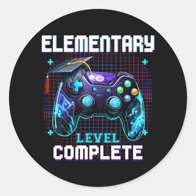 Day Of Elementary Level Complete Graduation Him Bo Classic Round Sticker (Front)