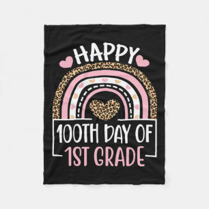 Day Of First Grade Fun 100 Days Of School Teacher  Fleece Blanket
