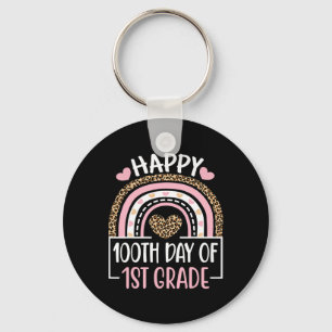 Day Of First Grade Fun 100 Days Of School Teacher Keychain