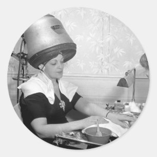 Day of Glamour Vintage Beauty Parlour New York Classic Round Sticker