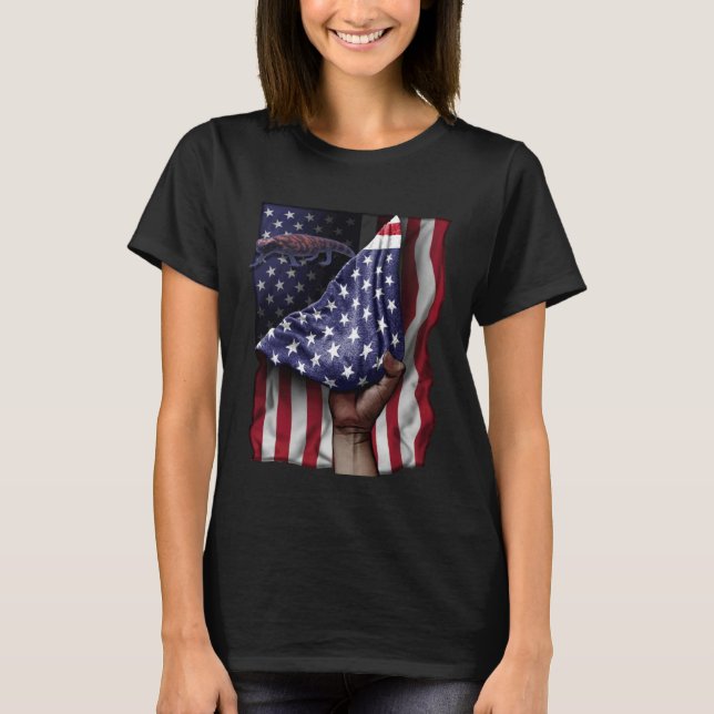 Day Of Independence US Flag Gila Monster T-Shirt (Front)