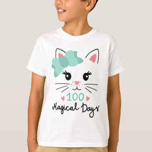Day Of Kindergarten Kitty Girls Kids 100 Magical D T-Shirt