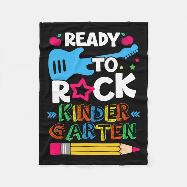 Day Of Kindergarten Ready To Rock Kindergarten  Fleece Blanket (Front)
