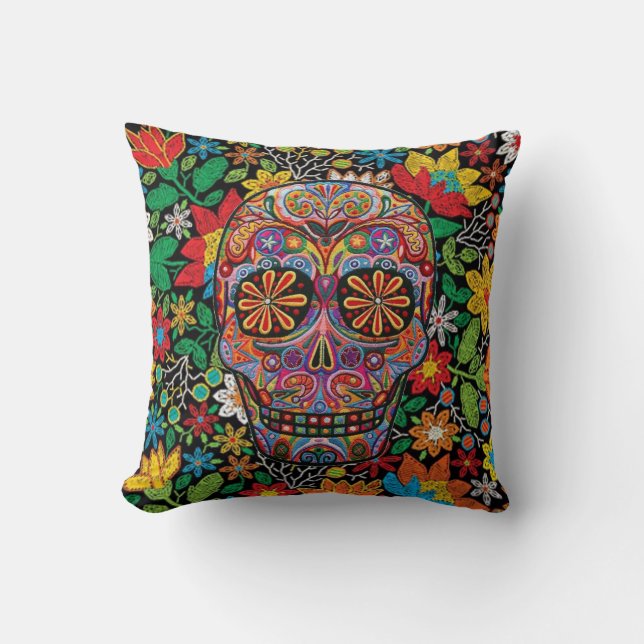 Day of Los Muertos Throw Pillow (Front)